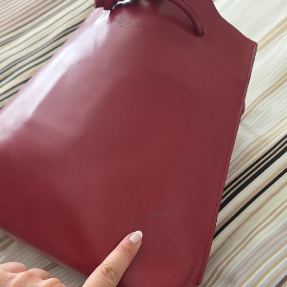 Tiffany &  Fred Paris Chic Red Leather Backpack - Picture 9 of 15